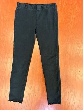 GAP Black Ribbed Girls' Leggings with Scallop Hem